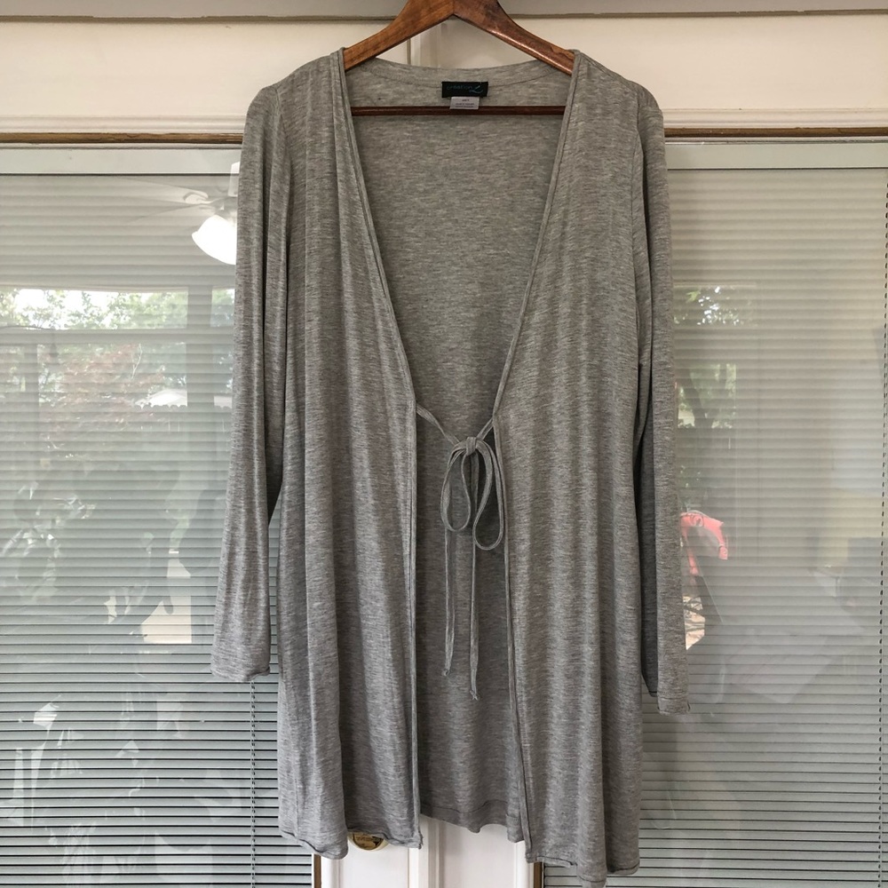 Gray Cardigan with Ties